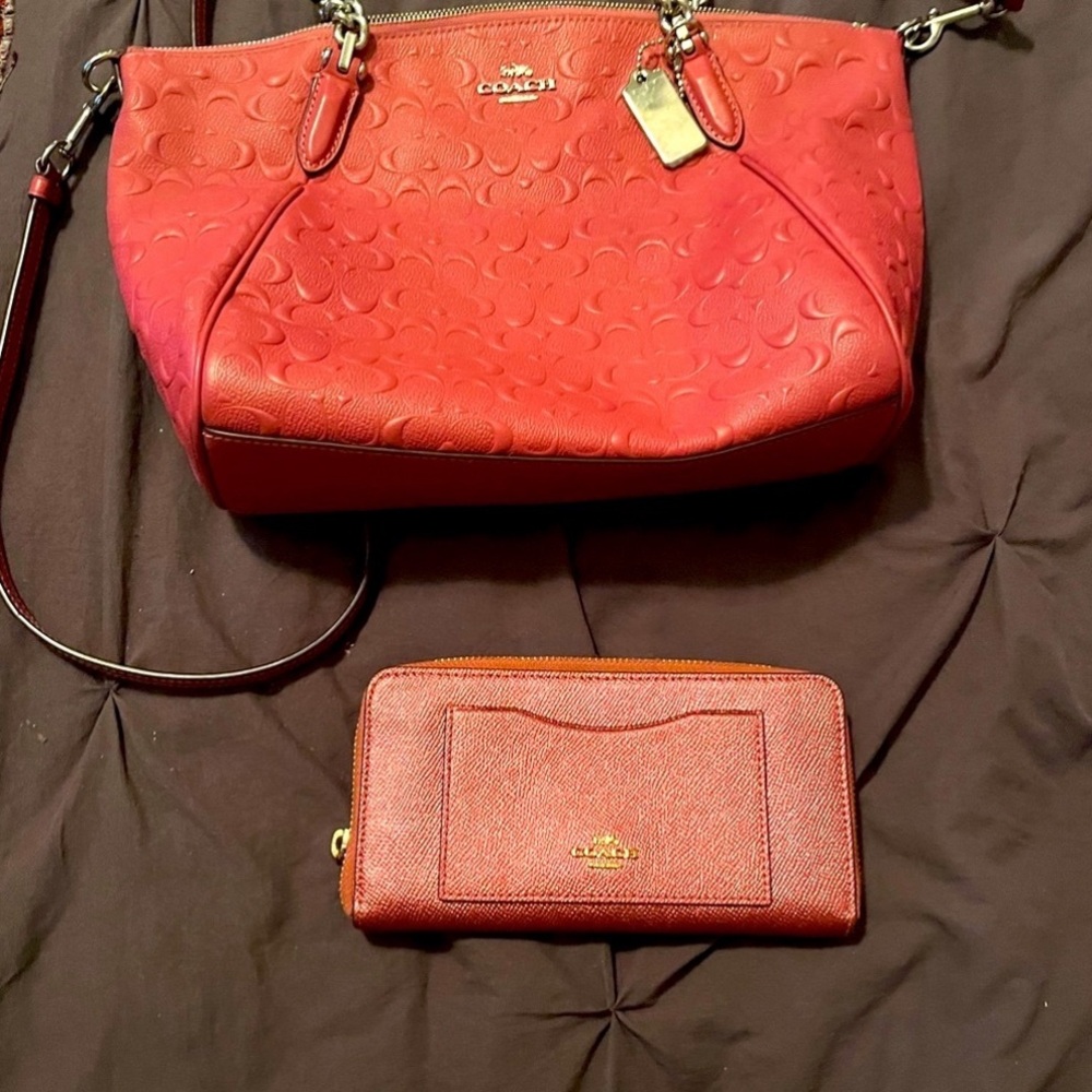 Coach Pink Women's Bag and Wallet Set